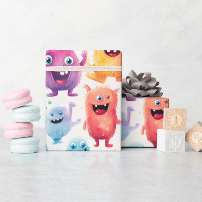 Niedliche kleine Monster 4 - Geschenkpapier (Babyparty)