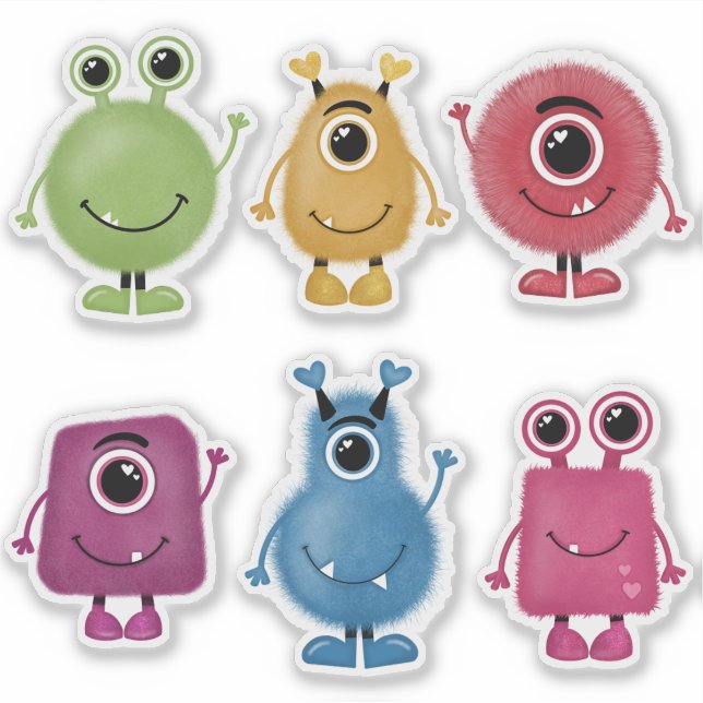 Niedliche Kleine Monster Aufkleber (Vorderseite)