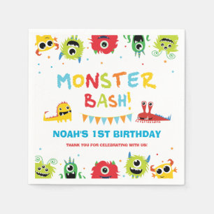 Niedliche kleine Monster Bash 1. Geburtstag Serviette
