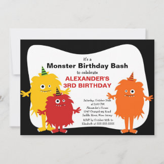 NIEDLICHE Kleine Monster Bash Geburtstagsparty Einladung