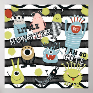 Niedliche Kleine Monster Moderner Chic Wasserfarbe Poster