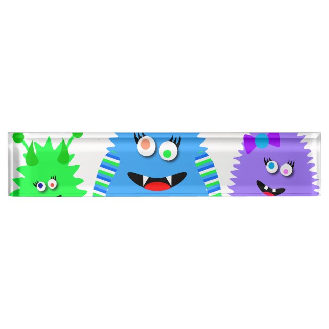Niedliche Kleine Monster Namensplakette (Vorderseite)