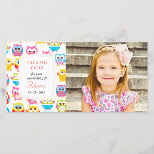 Niedliche kleine Owls Foto Jede Gelegenheit Vielen Dankeskarte