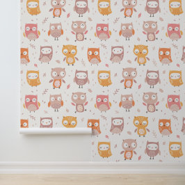 Niedliche kleine Owls in gedämpften Farben Tapete