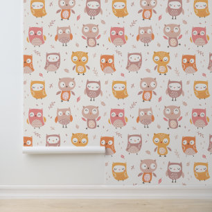 Niedliche kleine Owls in gedämpften Farben Tapete
