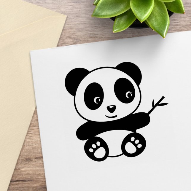 Niedliche kleine Panda mit einem Bambus-Stick Gummistempel (Von Creator hochgeladen)