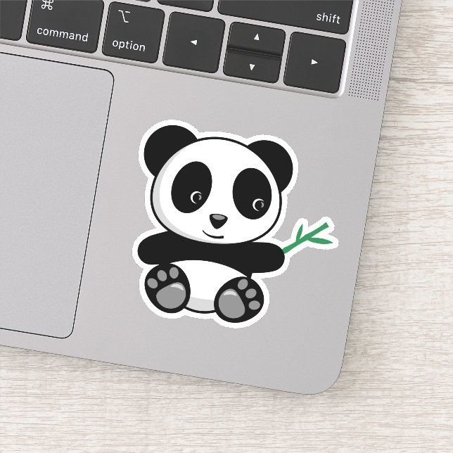 Niedliche kleine Panda mit einem Bambushecker Aufkleber (Detail)