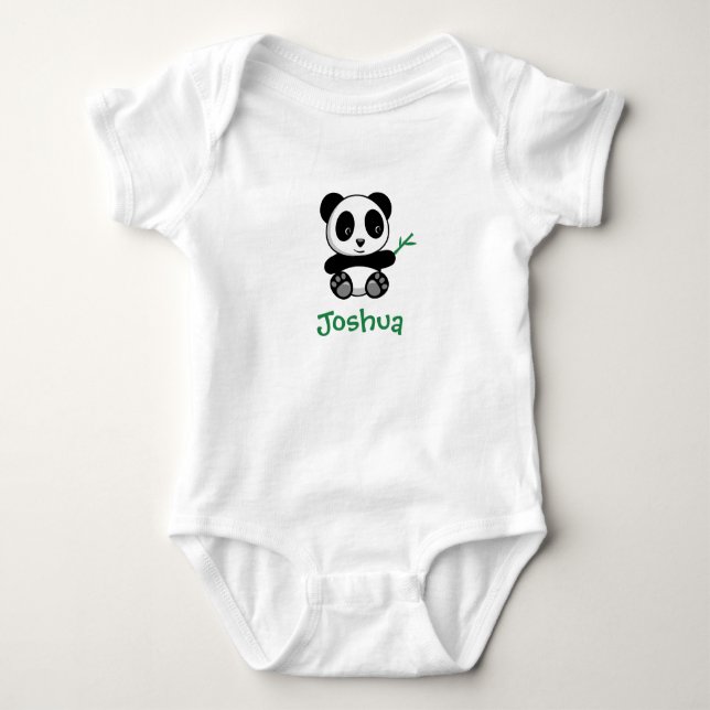 Niedliche kleine Panda mit einem Bambushecker Baby Strampler (Vorderseite)