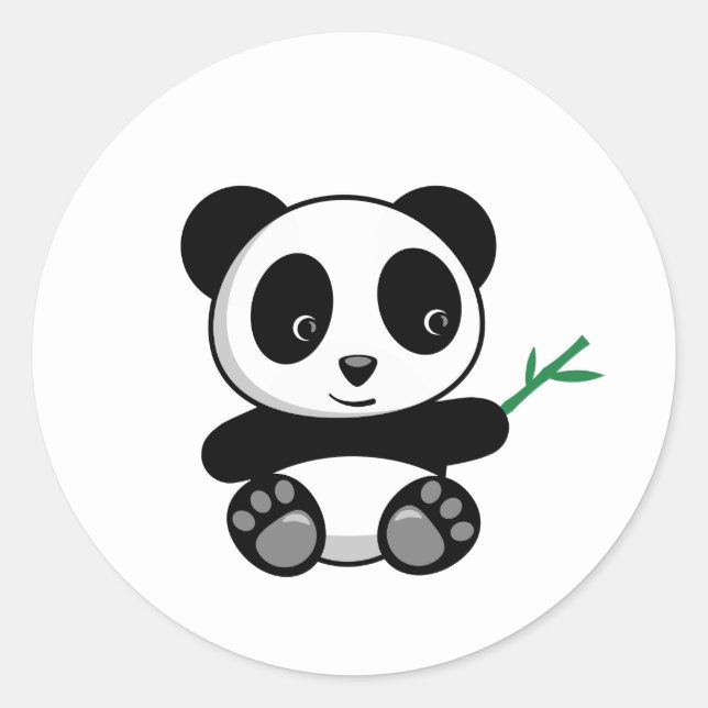Niedliche kleine Panda mit einem Bambushecker Runder Aufkleber (Vorderseite)