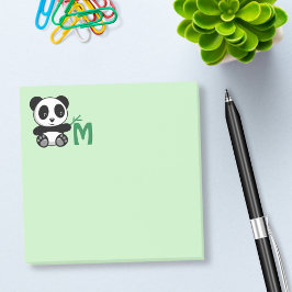 Niedliche kleine Panda mit einem Bambusklebemonogr Post-it Klebezettel