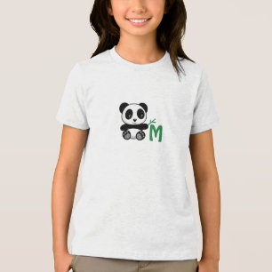 Niedliche kleine Panda mit einem Bambusklebemonogr Tri-Blend Shirt
