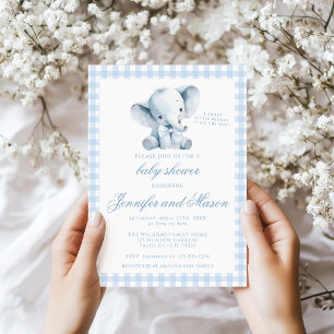 Niedliche kleine Peanut Blue Elephant Baby Boy Dus Einladung