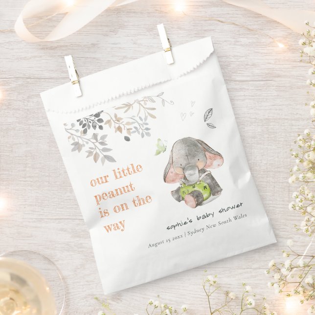 Niedliche kleine Peanut Elephant Foliage Babydusch Geschenktütchen (Ausgeschnitten)
