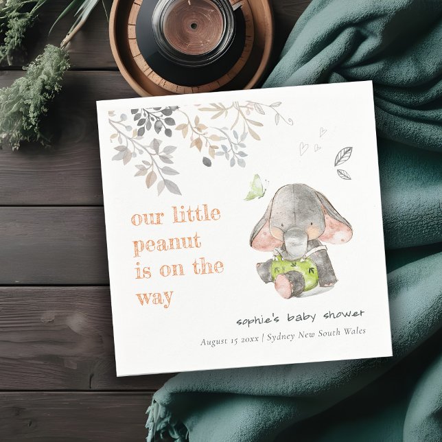 Niedliche kleine Peanut Elephant Foliage Babydusch Serviette (Von Creator hochgeladen)