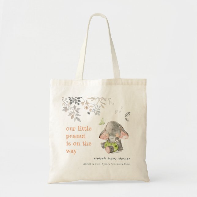 Niedliche kleine Peanut Elephant Foliage Babydusch Tragetasche (Vorne)