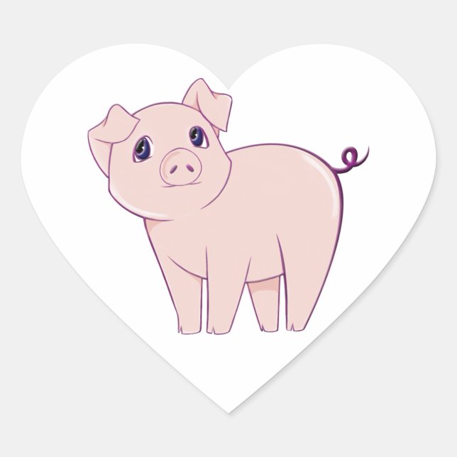 Niedliche kleine Piggie Art Herz-Aufkleber (Vorderseite)