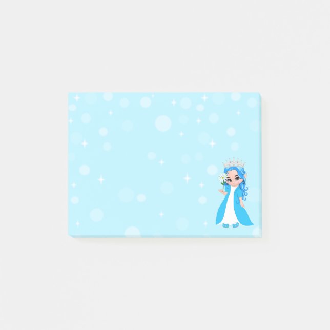 Niedliche kleine Prinzessin in hellblau Post-it Klebezettel (Vorderseite)