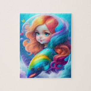 Niedliche kleine Prinzessin mit Regenbogen