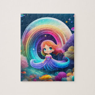 Niedliche kleine Prinzessin mit Regenbogen