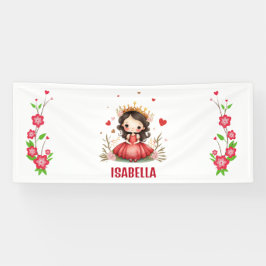 Niedliche kleine Prinzessin mit rotem Kleid Banner