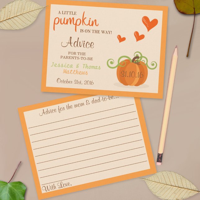 Niedliche kleine Pumpkin Baby Duschberatungskarten Hinweiskarte (Von Creator hochgeladen)