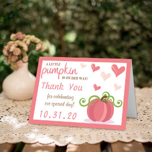 Niedliche kleine Pumpkin Girls Babydusche Dankeskarte