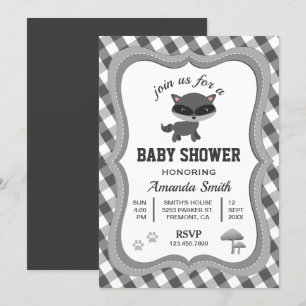 Niedliche Kleine Raccoon Kinderdusche Einladung