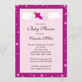 Niedliche kleine rosa Airplane Boy Baby Dusche Einladung