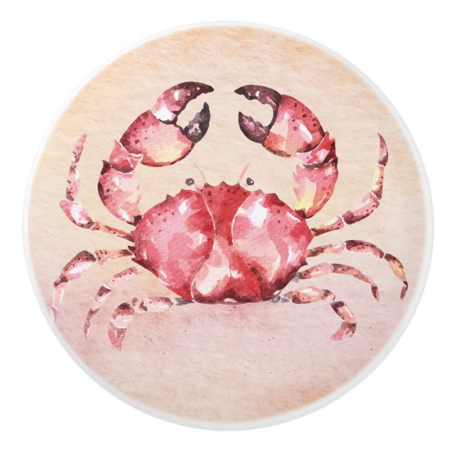 Niedliche kleine rosa Krabbe, die über den Sand ta Keramikknauf (Vorderseite)