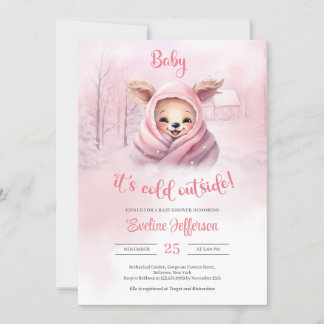 Niedliche kleine rosa Rentiere im rosa Winter Einladung