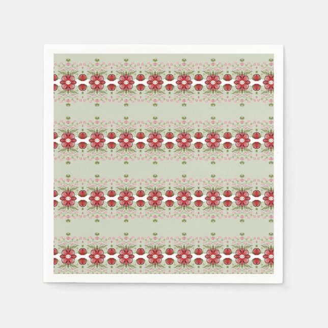 Niedliche, kleine rosa und rote Blütenpracht Serviette (Vorderseite)