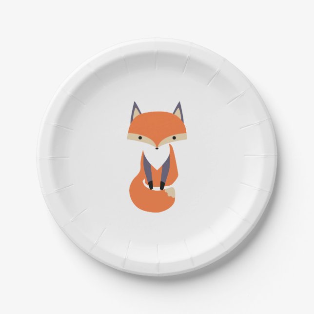 Niedliche kleine roter Fox-Illustration Pappteller (Vorderseite)