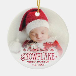 Niedliche kleine Schneeflocke Erstgeburten Keramik Ornament