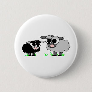 Niedliche kleine schwarze Schafe und BigGray Button