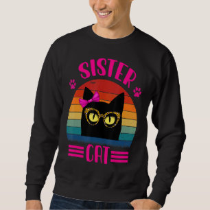 Niedliche kleine Schwester Katze mit Leopardenbril Sweatshirt