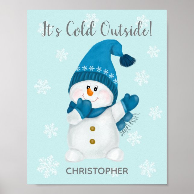 Niedliche kleine Snowman Wasserfarbe Es ist kalt d Poster (Vorne)