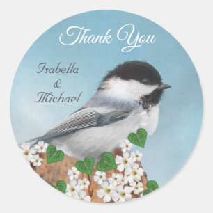 Niedliche kleine Vogel & Blume Danke Classic Round Runder Aufkleber