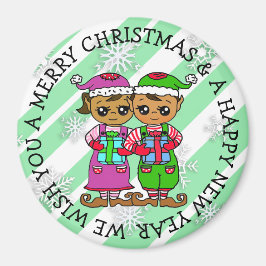 Niedliche kleine Whimsical Elves Weihnachten Magnet