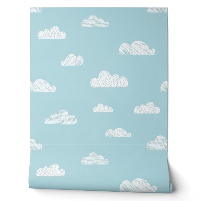 Niedliche kleine Wolken auf hellblau Tapete (Abrollen)