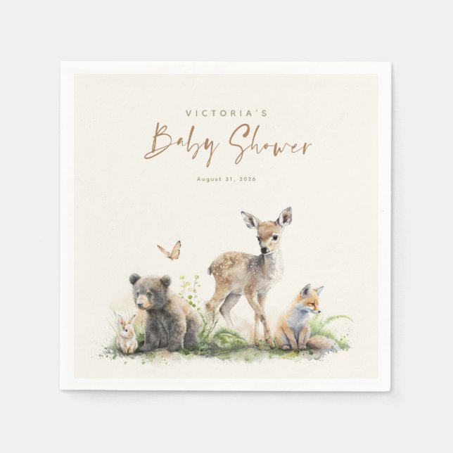 Niedliche kleine Woodland Tiere Kinderdusche Serviette (Vorderseite)