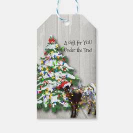 Niedliche kleine Ziege dekoriert den Christbaum Geschenkanhänger