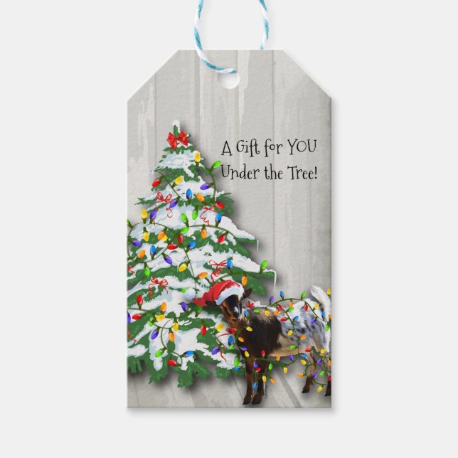 Niedliche kleine Ziege dekoriert den Christbaum Geschenkanhänger (Vorderseite)