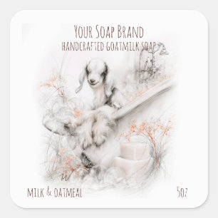 Niedliche kleine Ziege in einer Badewanne handmade Quadratischer Aufkleber