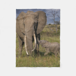 Niedliche Kleintiere Amama Elefant mit Baby Fleecedecke
