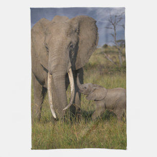 Niedliche Kleintiere Amama Elefant mit Baby Geschirrtuch
