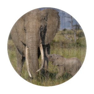 Niedliche Kleintiere Amama Elefant mit Baby Schneidebrett