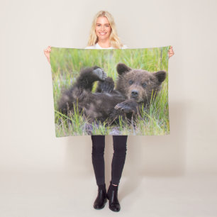 Niedliche Kleintiere   Baby Brown Bear Cube Fleecedecke