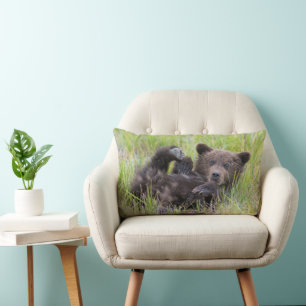Niedliche Kleintiere   Baby Brown Bear Cube Lendenkissen