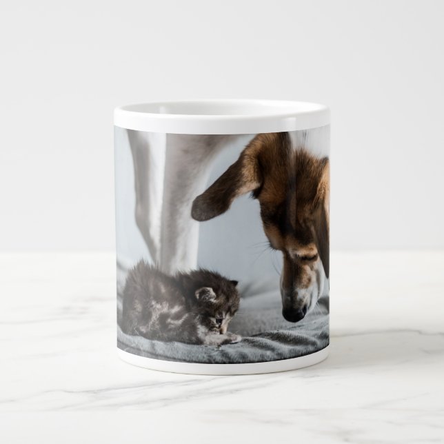 Niedliche Kleintiere | Baby Kitten & Dog Jumbo-Tasse (Vorderseite)