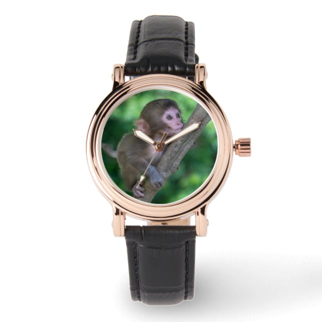 Niedliche Kleintiere | Baby Monkey Armbanduhr (Vorderseite)